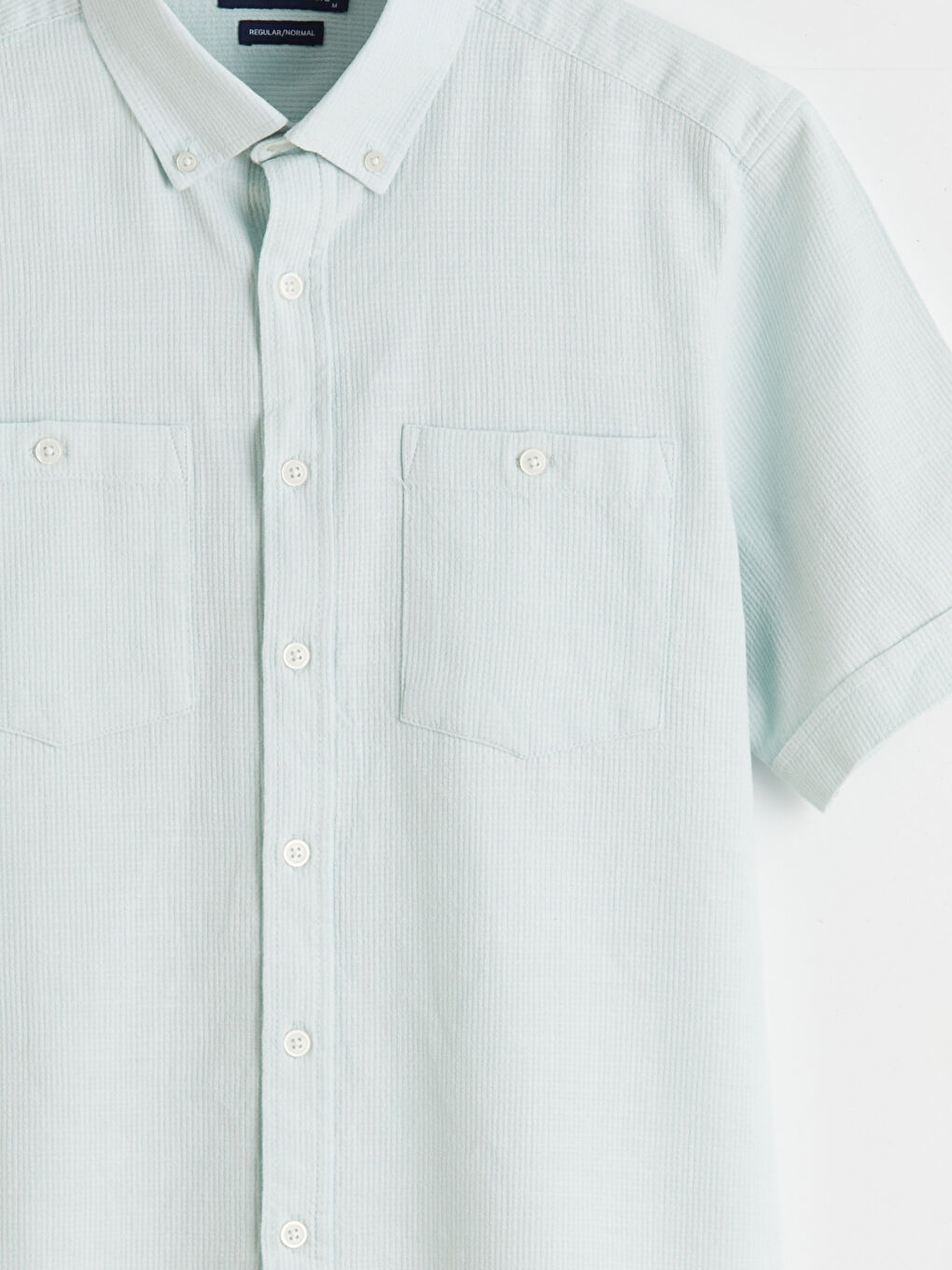Turkuaz Regular Fit Kısa Kollu Erkek Dokulu Gömlek-5