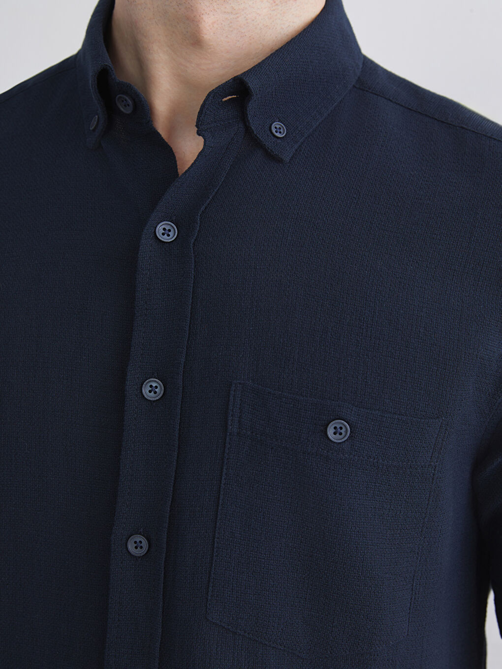 Lacivert Regular Fit Kısa Kollu Erkek Gömlek-2