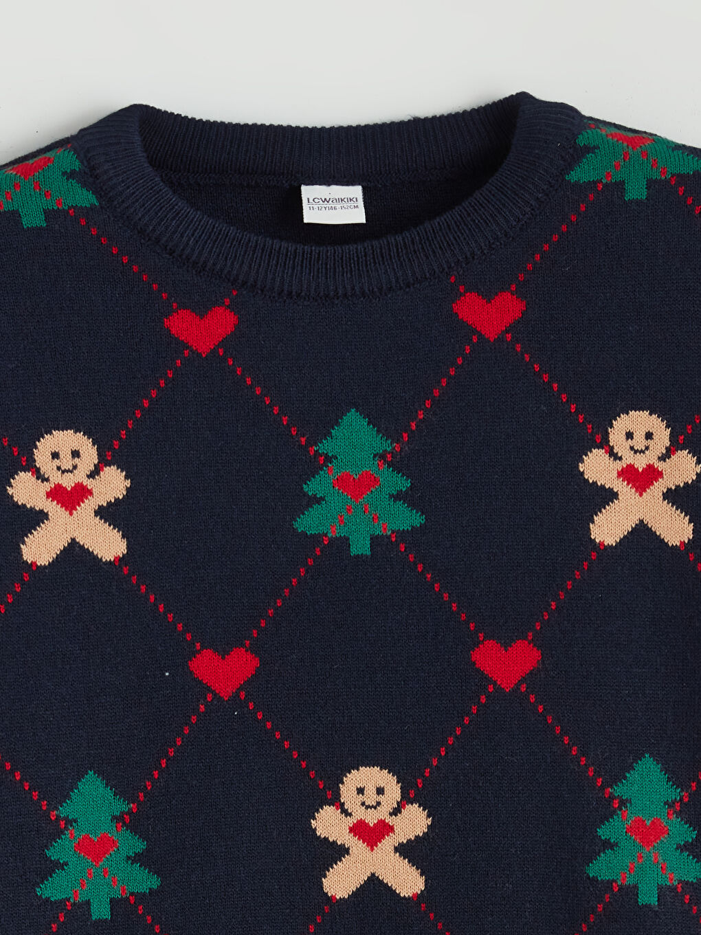 Пуловер с кръгло деколте на коледна тематика за момичета-1