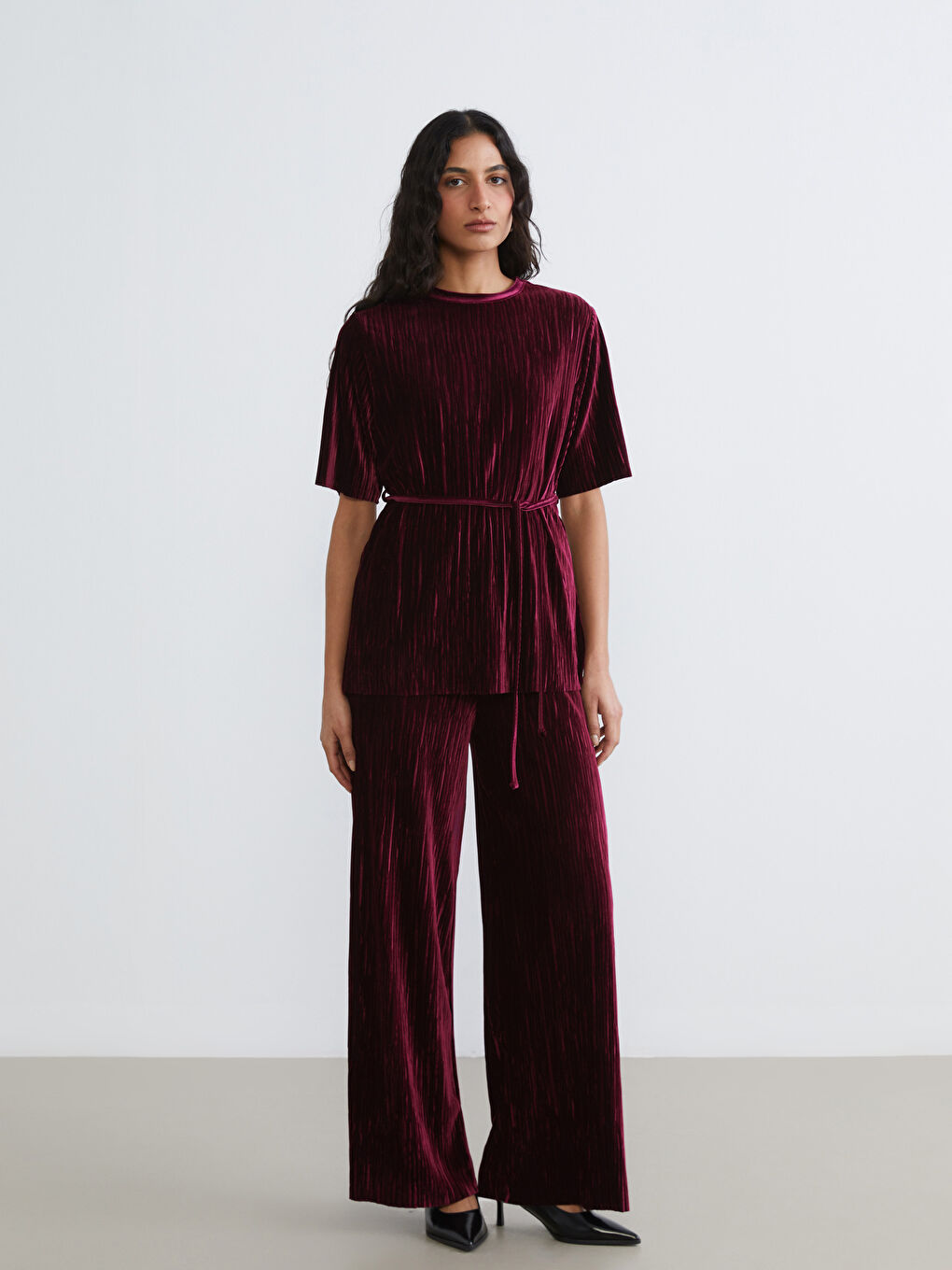 Crew Neck Belted Women's Tunic-1