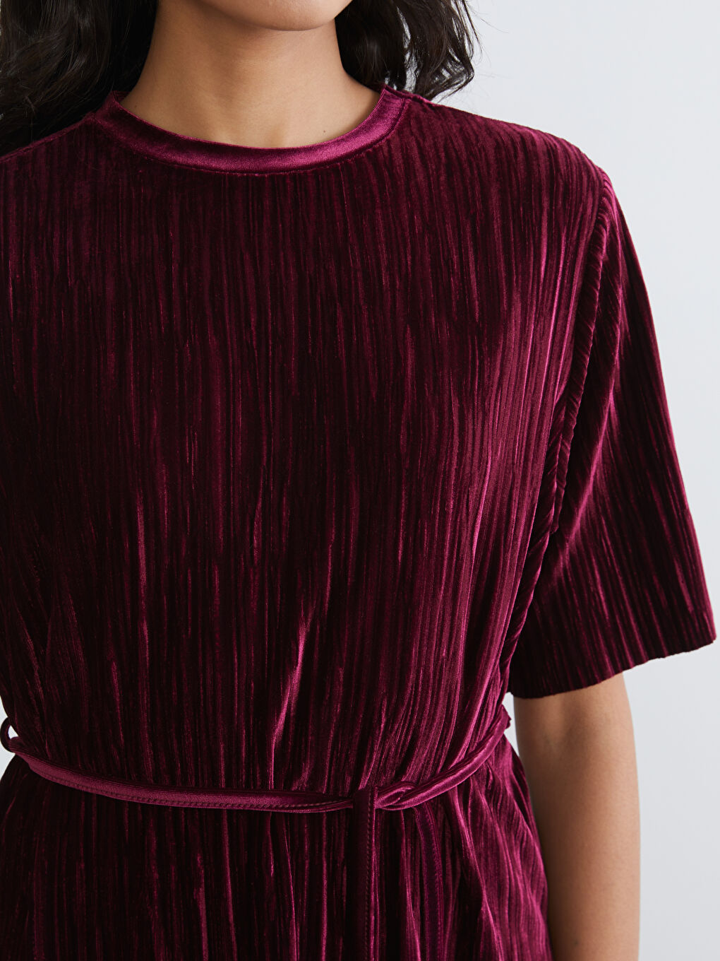 Crew Neck Belted Women's Tunic-2