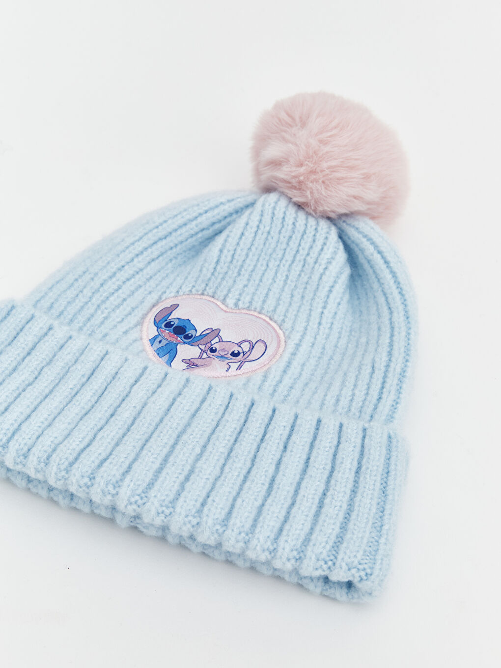 Mavi Lilo ve Stitch Nakışlı Kız Çocuk Atkı ve Bere-1