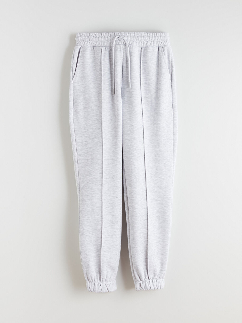 Gri Beli Lastikli Kadın Kalın Jogger Eşofman Altı