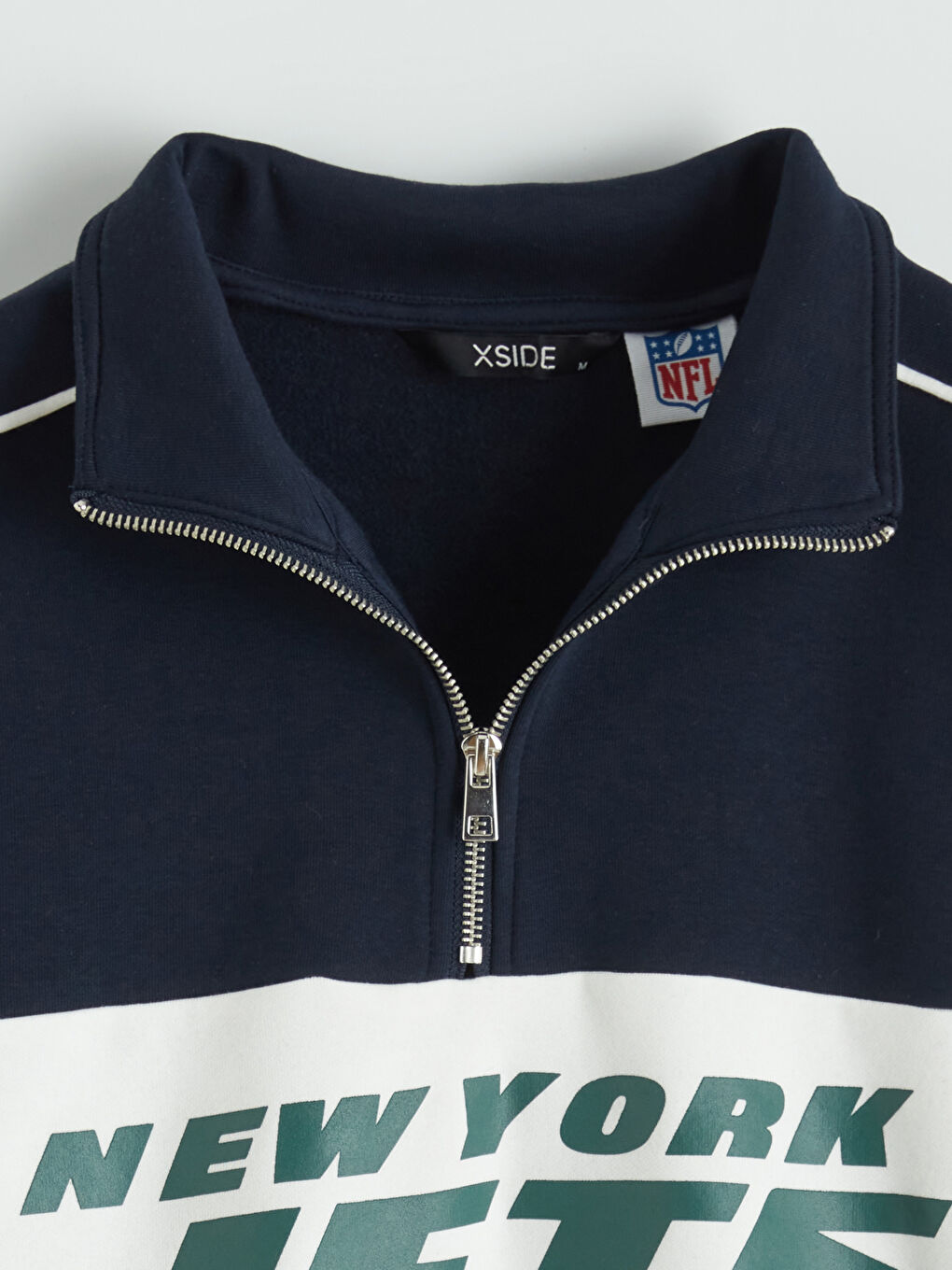 Lacivert Dik Yaka Baskılı Erkek Sweatshirt-5