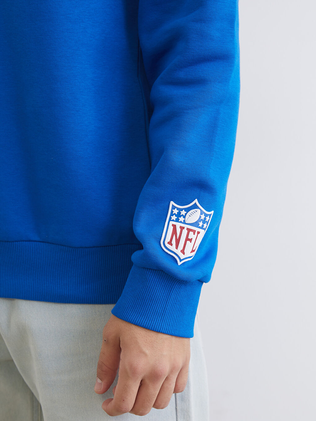 Mavi Bisiklet Yaka Baskılı Erkek Kalın Sweatshirt-2