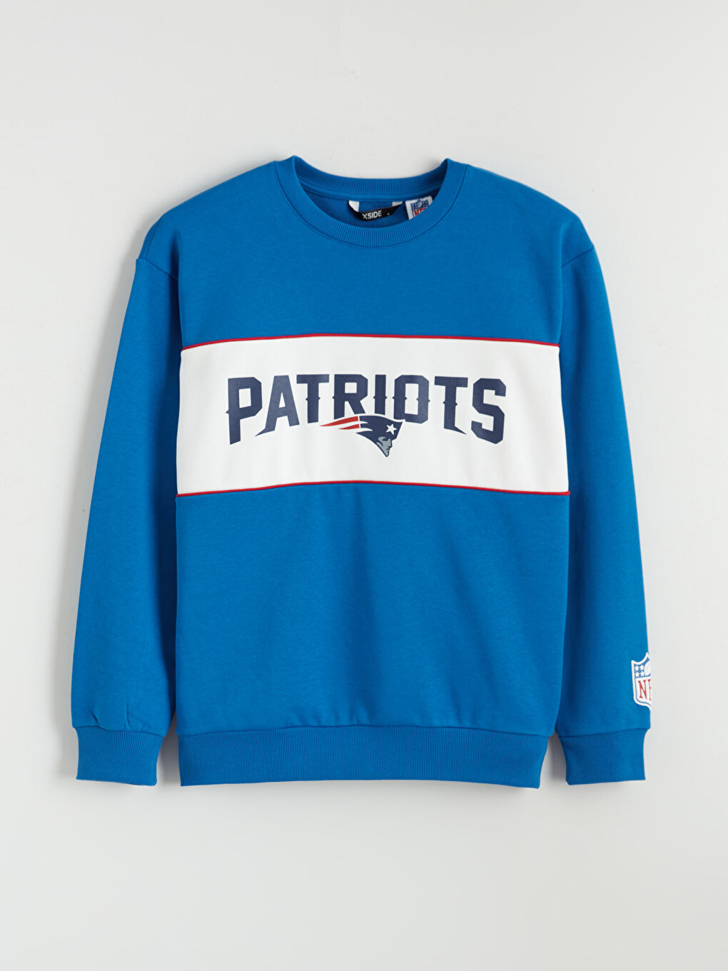 Mavi Bisiklet Yaka Baskılı Erkek Kalın Sweatshirt-4