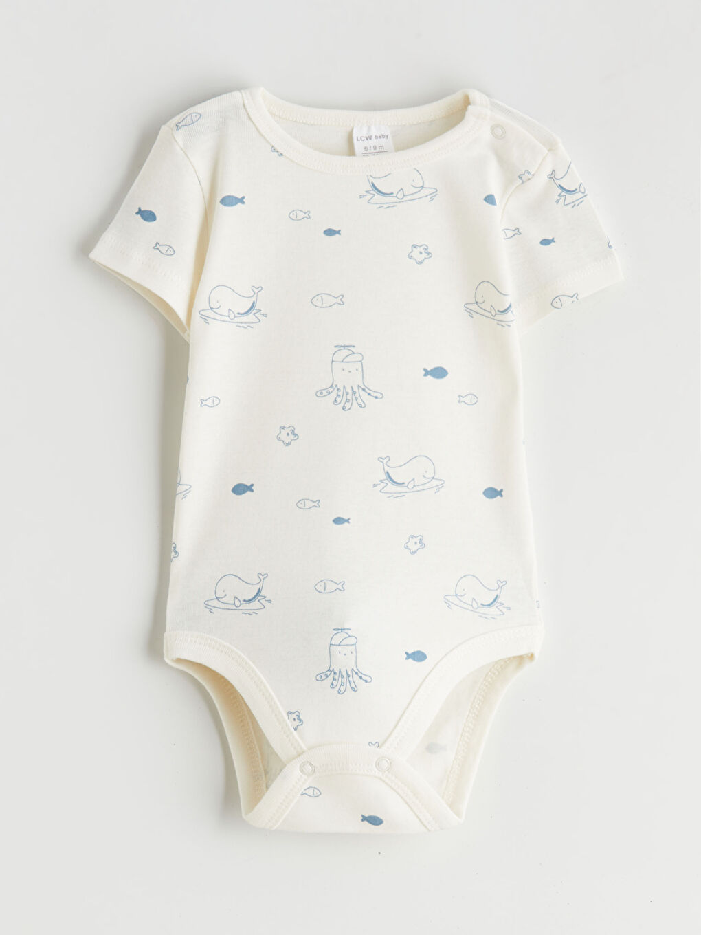 Ekru Kısa Kollu Erkek Bebek Çıtçıtlı Body 2'li-2