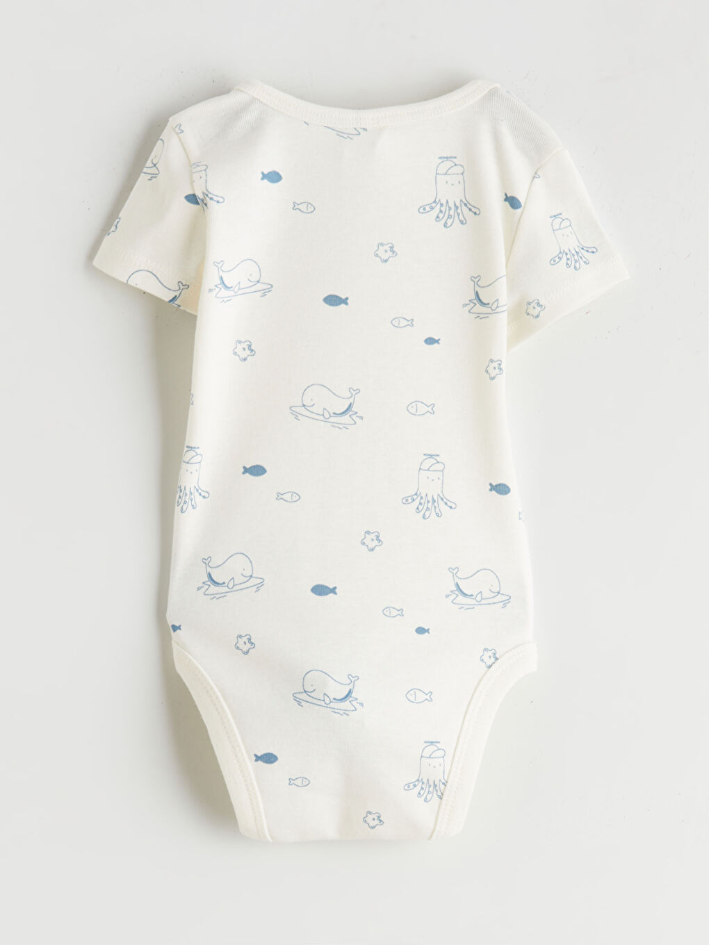 Ekru Kısa Kollu Erkek Bebek Çıtçıtlı Body 2'li-3