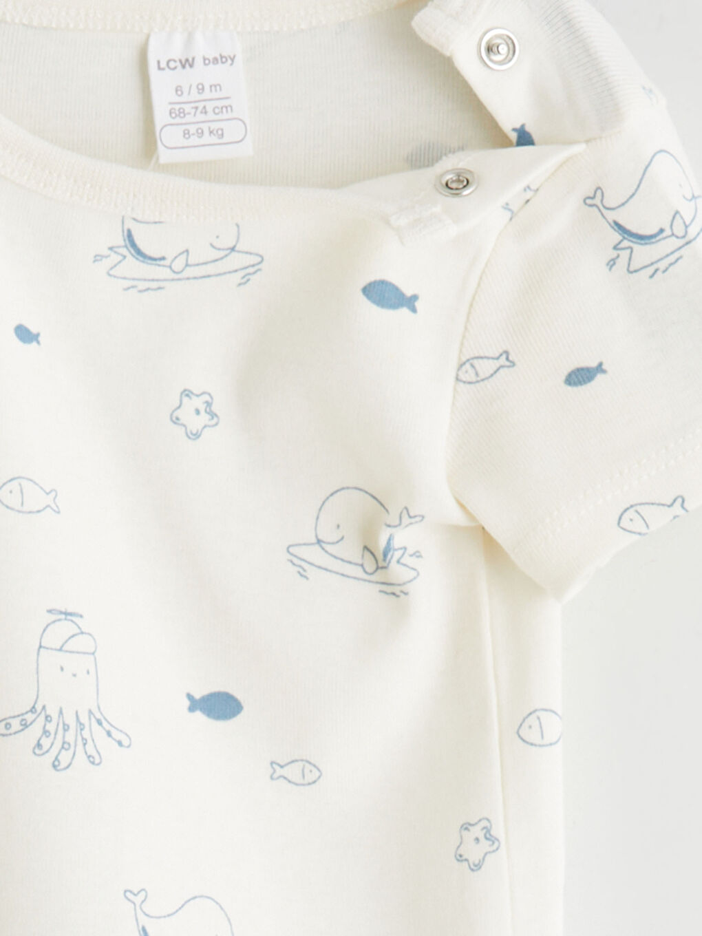 Ekru Kısa Kollu Erkek Bebek Çıtçıtlı Body 2'li-5