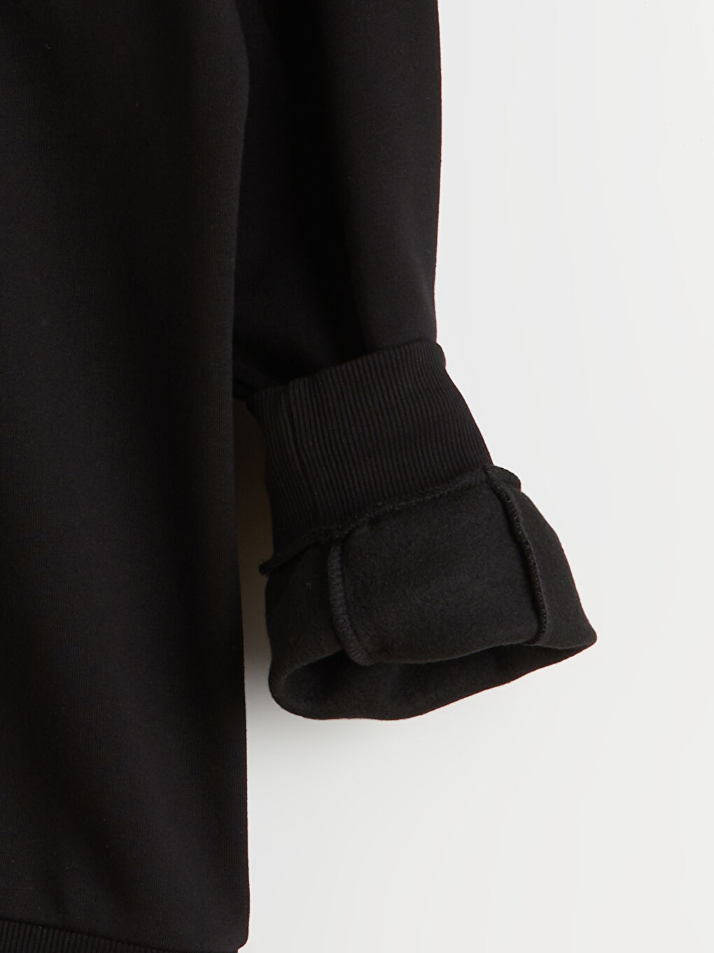 Siyah Bisiklet Yaka Baskılı Erkek Kalın Sweatshirt-5