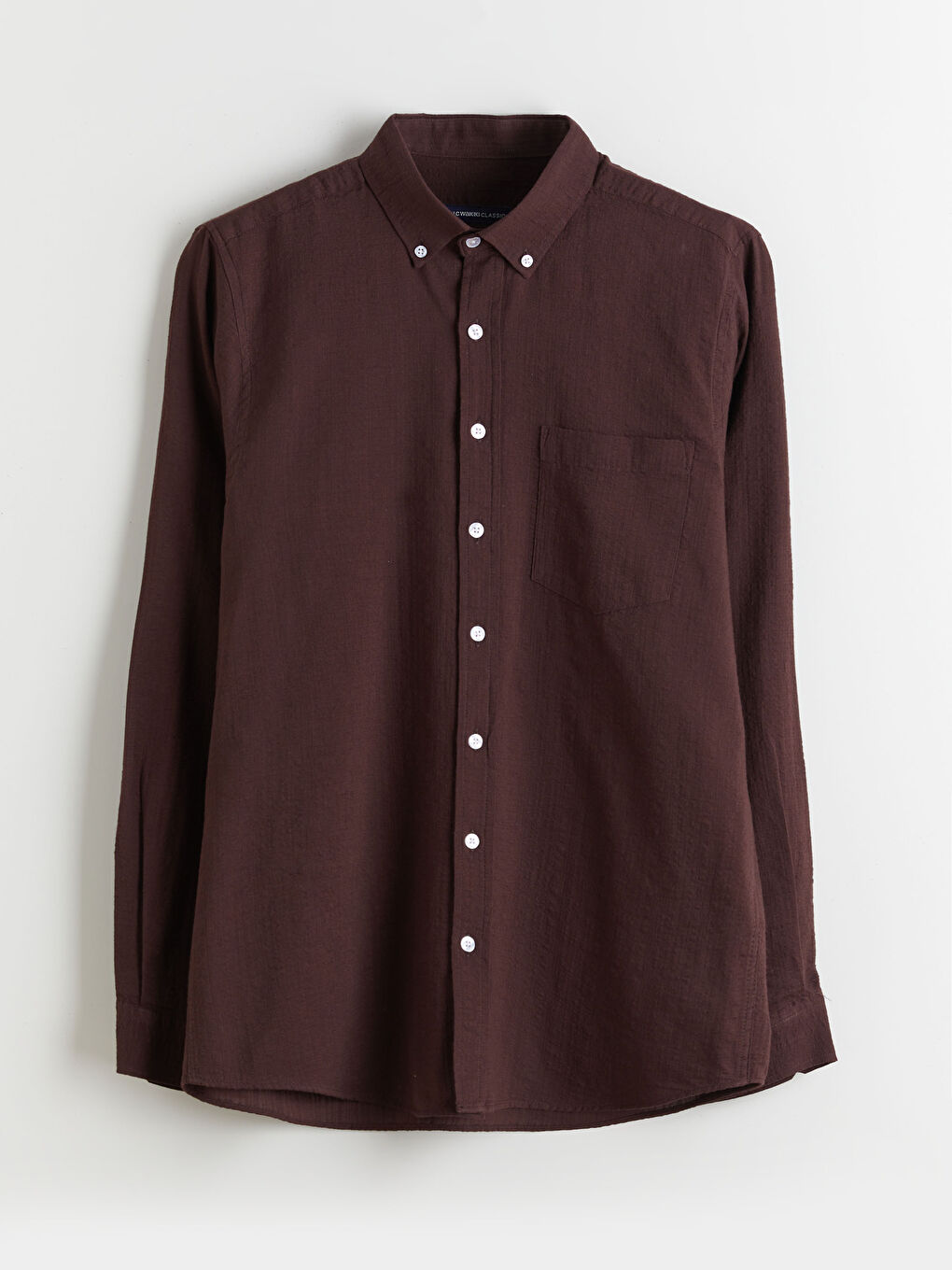 Kahverengi Regular Fit Uzun Kollu Erkek Dokulu Gömlek-4