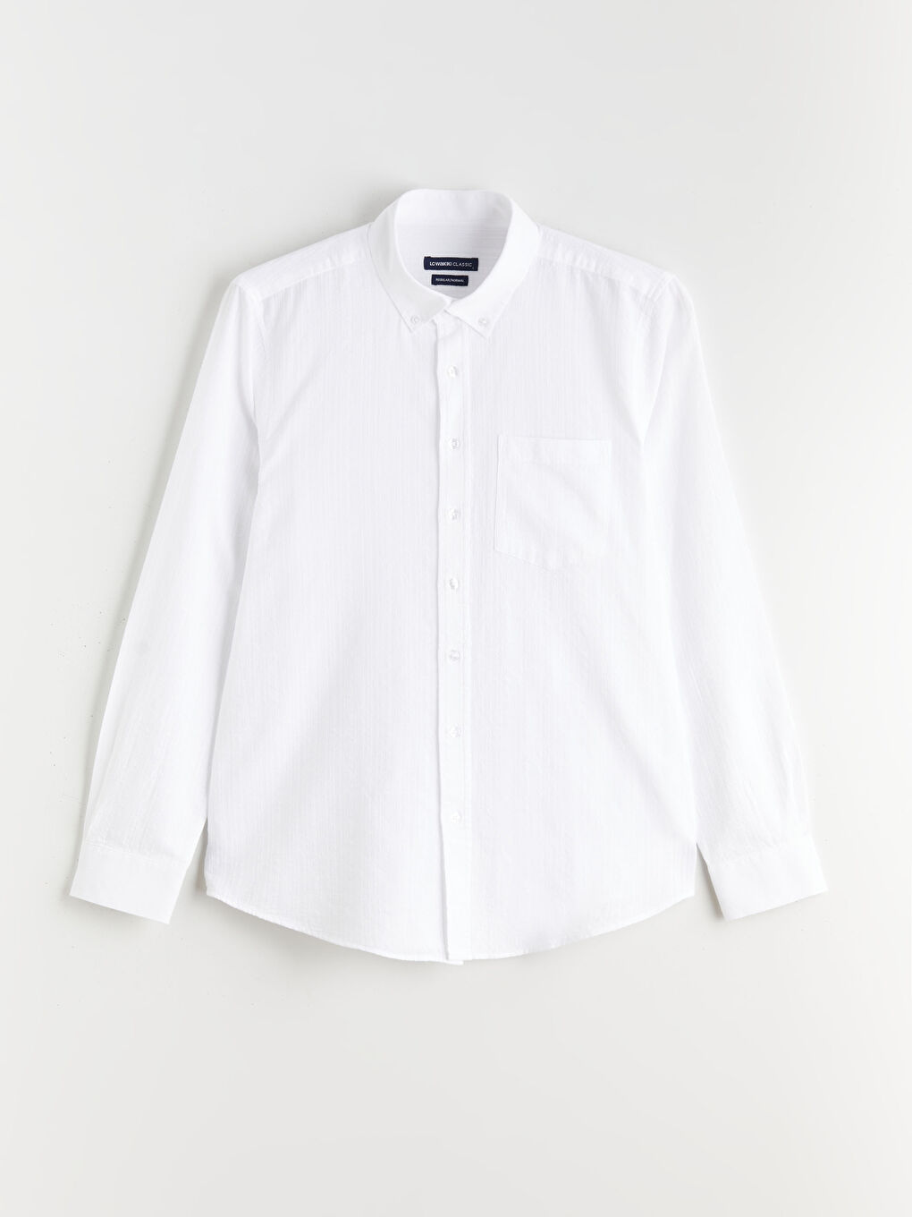 Beyaz Regular Fit Uzun Kollu Erkek Dokulu Gömlek-4