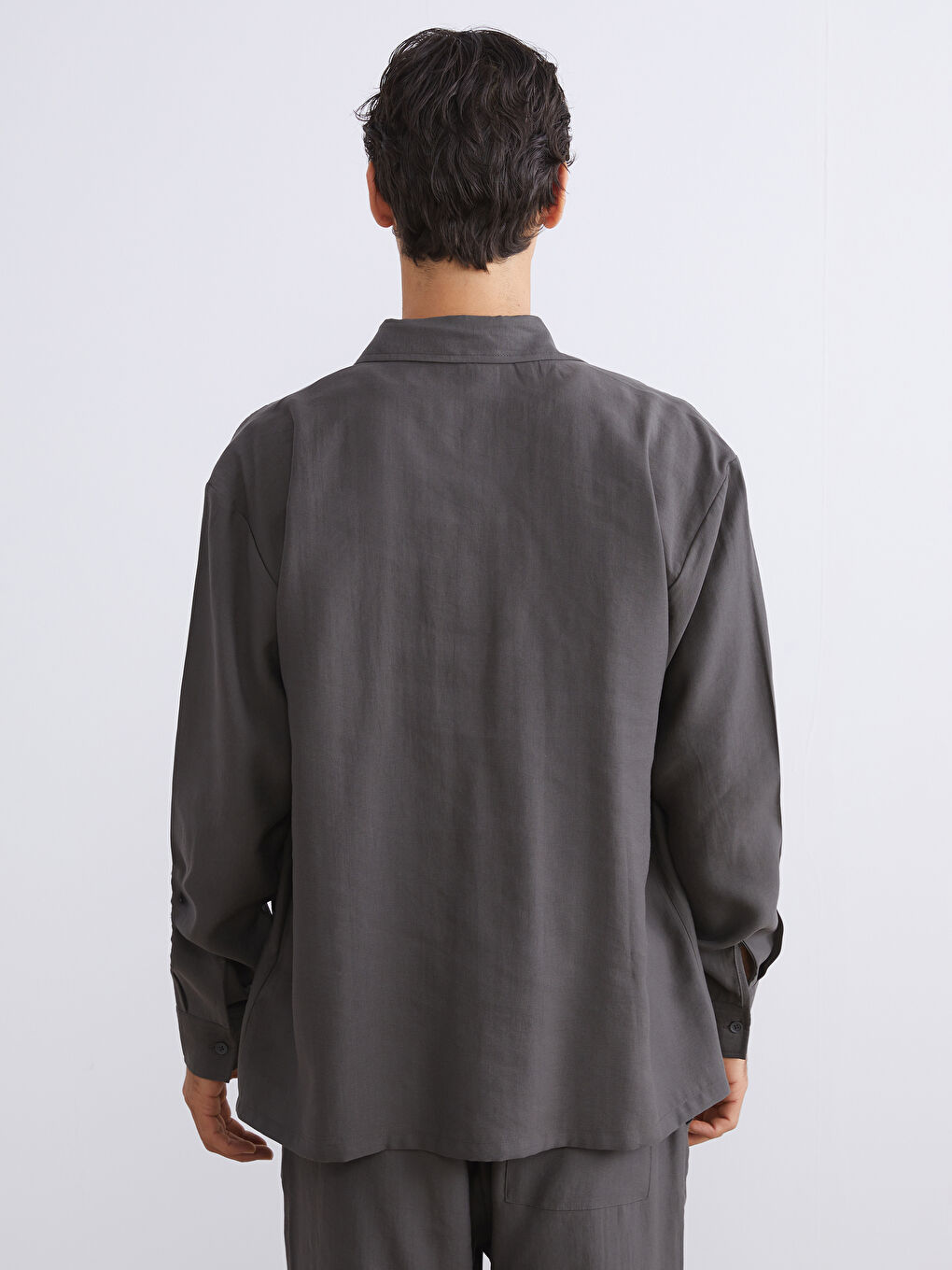 Antrasit Regular Fit Uzun Kollu Erkek Gömlek-3