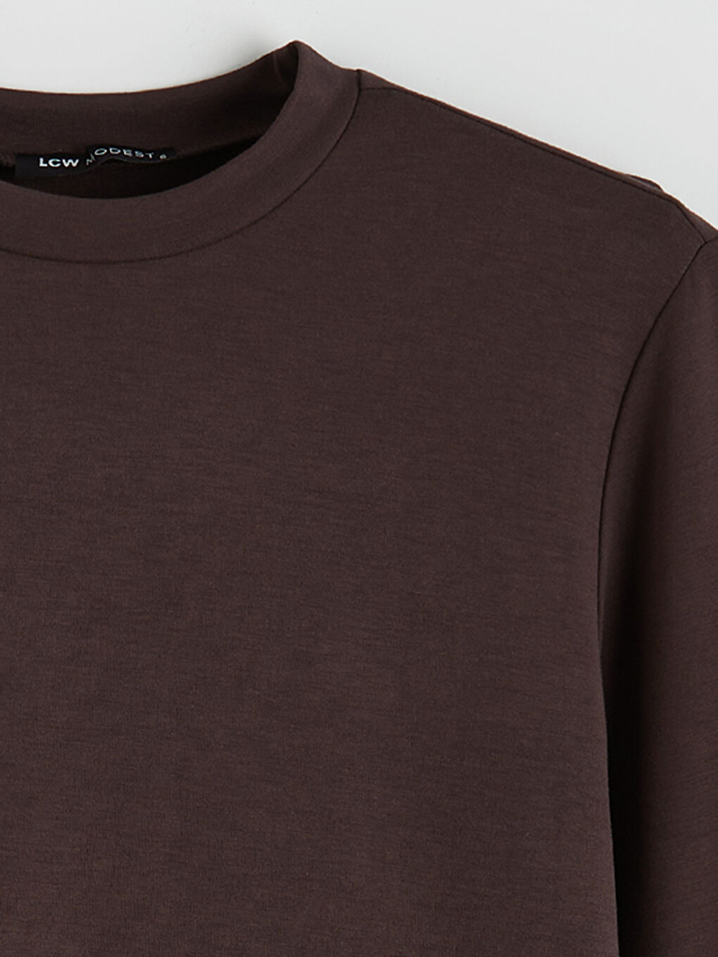 Kahverengi Bisiklet Yaka Oversize Kadın Sweatshirt Tunik-5