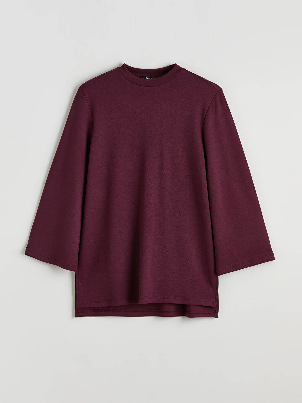 Mürdüm Bisiklet Yaka Oversize Kadın Sweatshirt Tunik-4