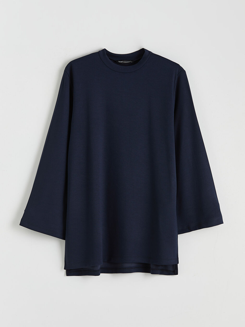 Lacivert Bisiklet Yaka Oversize Kadın Sweatshirt Tunik-5