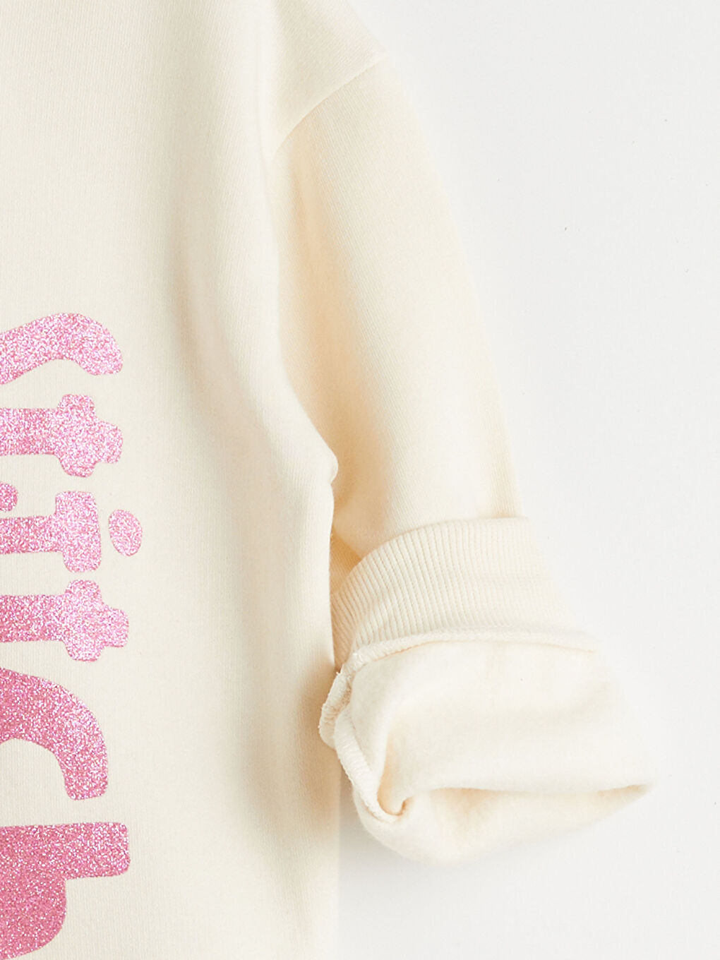 Crew Neck Stitch Printed Girls' Thick Sweatshirt-2