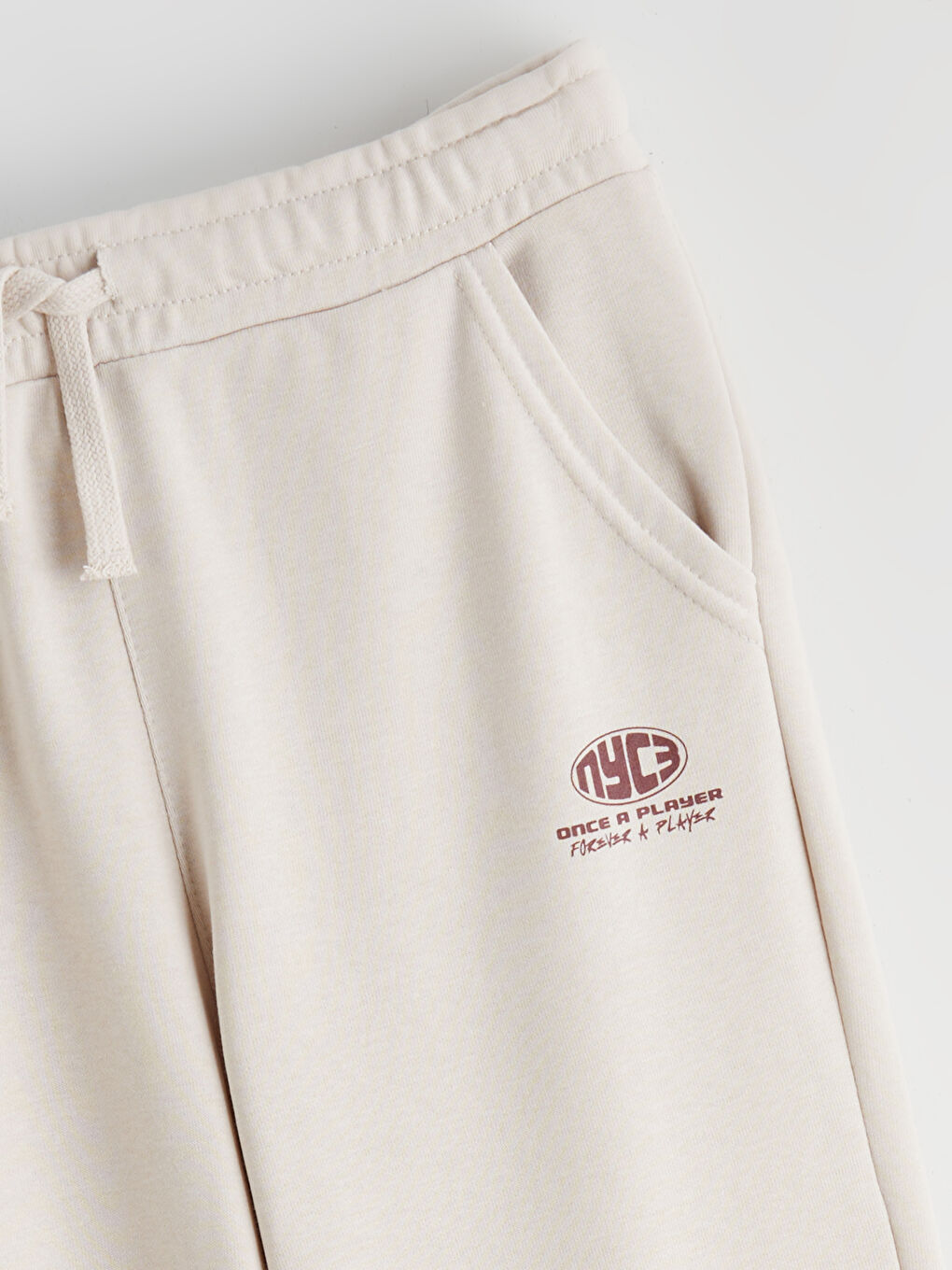 Bej Beli Lastikli Erkek Çocuk Jogger Eşofman Altı-1