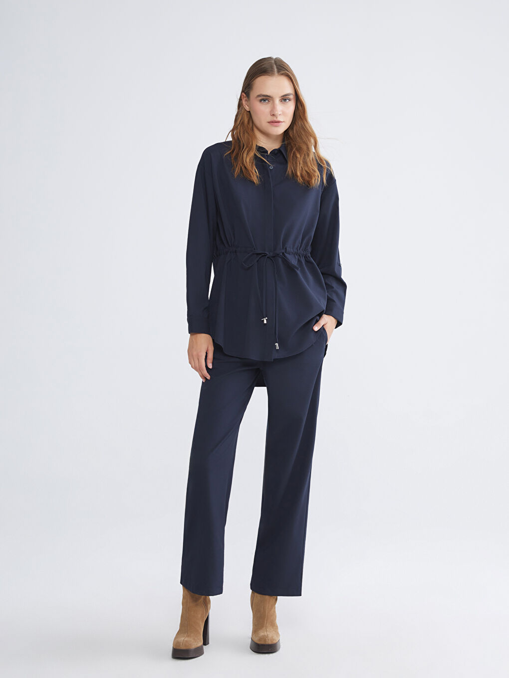 Elastic Waist Wide Leg Women's Trousers