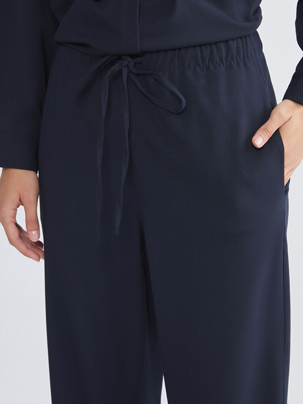 Elastic Waist Wide Leg Women's Trousers-2