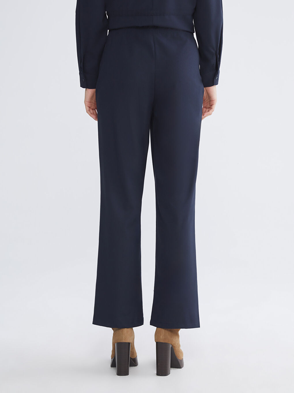 Elastic Waist Wide Leg Women's Trousers-3