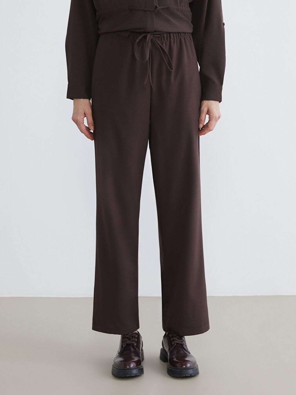 Elastic Waist Wide Leg Women's Trousers-1