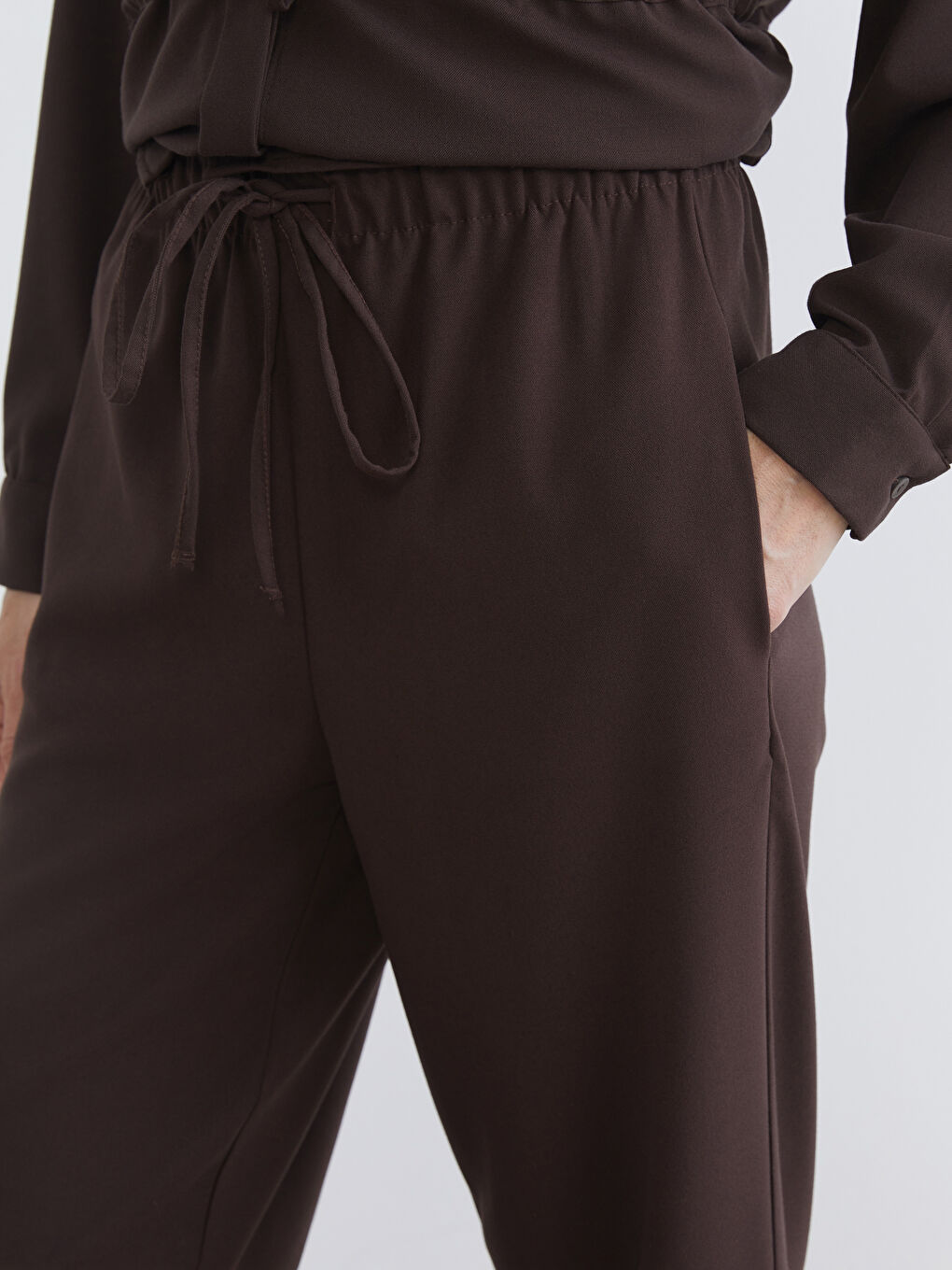 Elastic Waist Wide Leg Women's Trousers-2