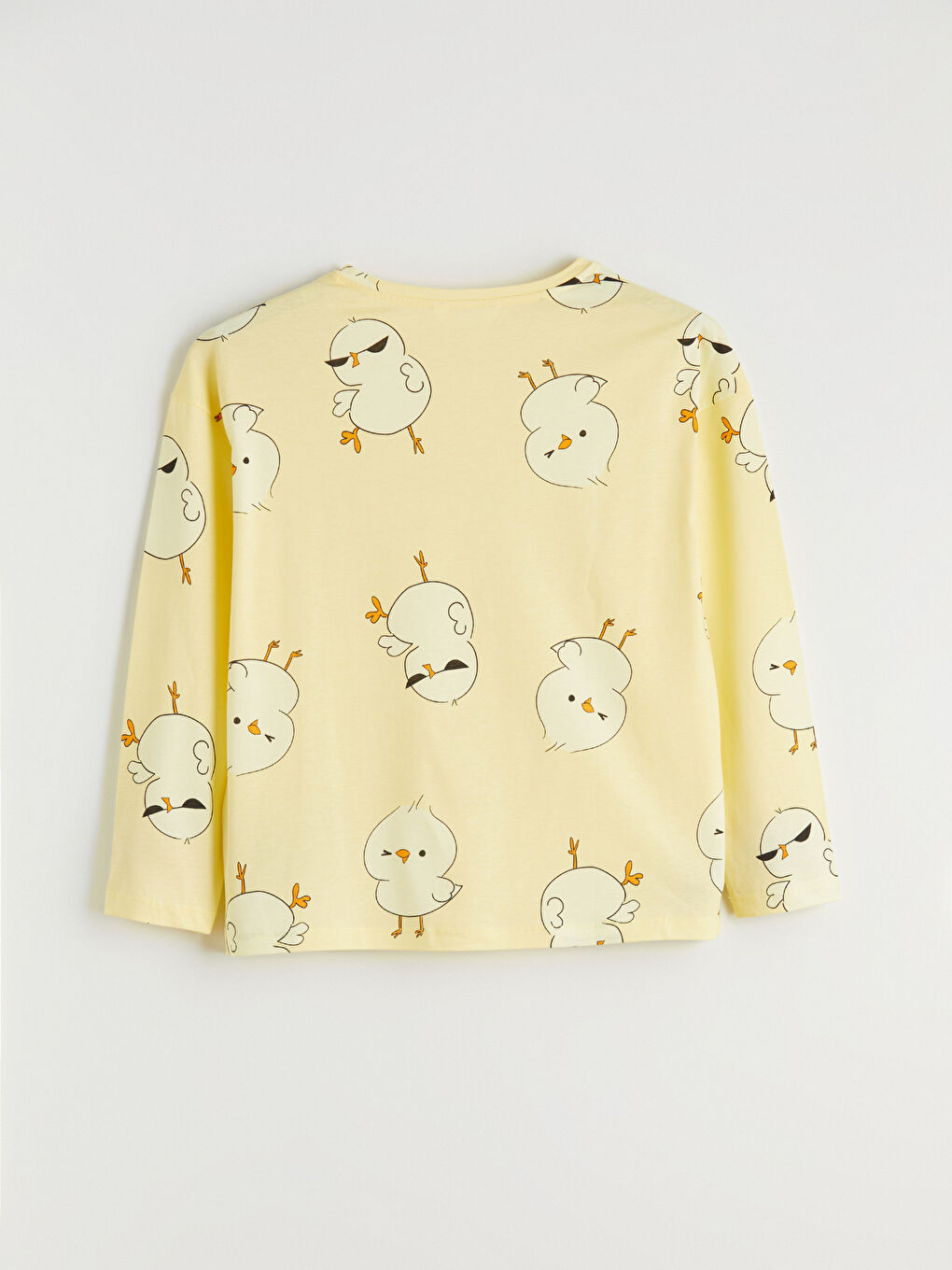 Sarı Bisiklet Yaka Desenli Kadın Pijama Üstü-1