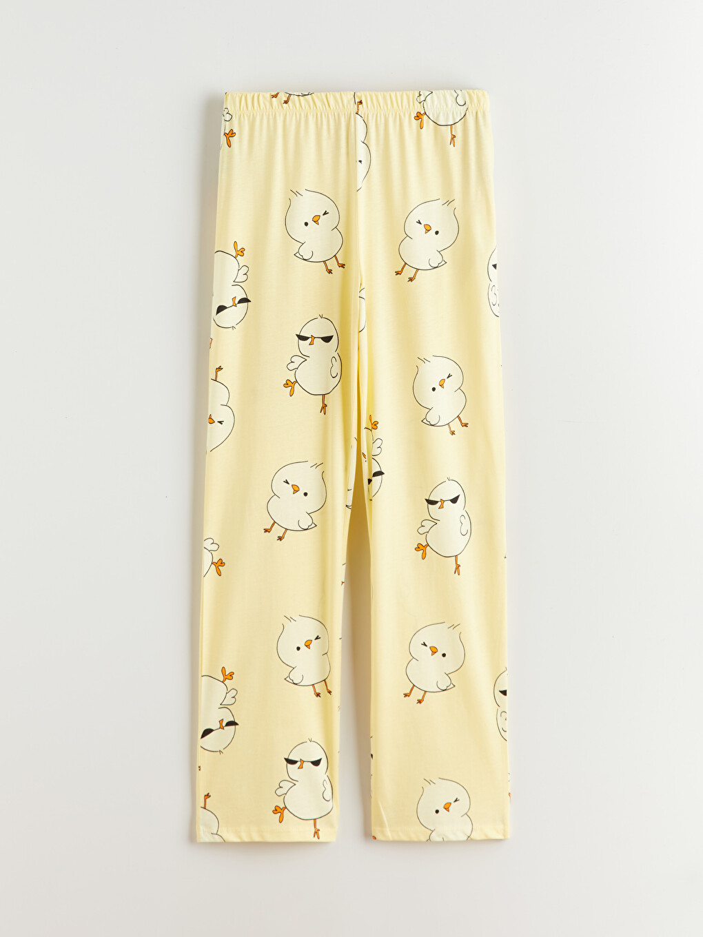 Sarı Beli Lastikli Civciv Baskılı Kadın Pijama Altı-1