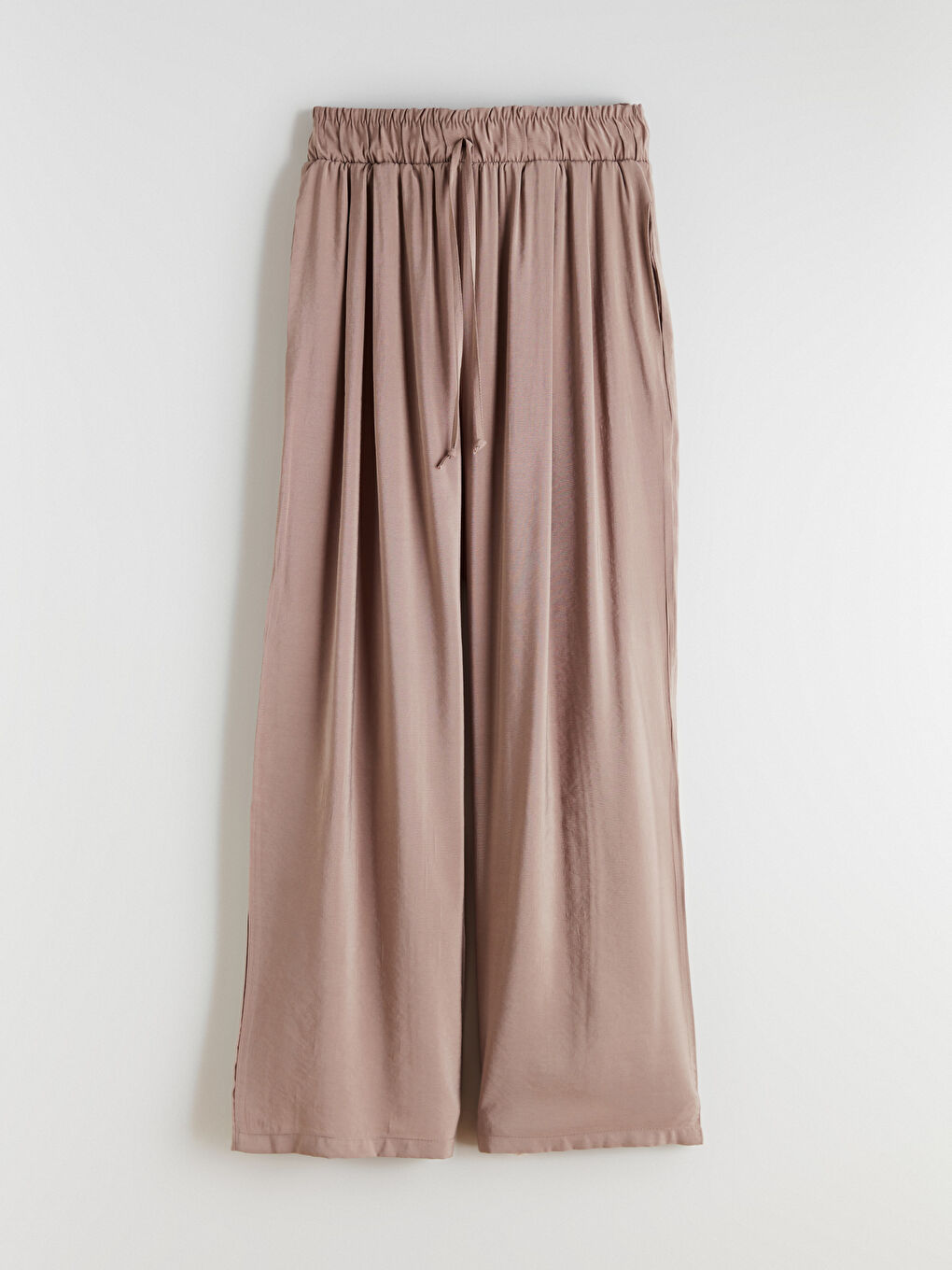 Gri Beli Lastikli Geniş Paça Kadın Pantolon-4