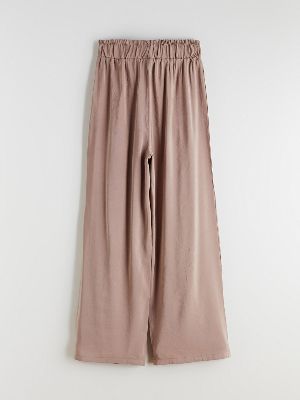 Gri Beli Lastikli Geniş Paça Kadın Pantolon-5