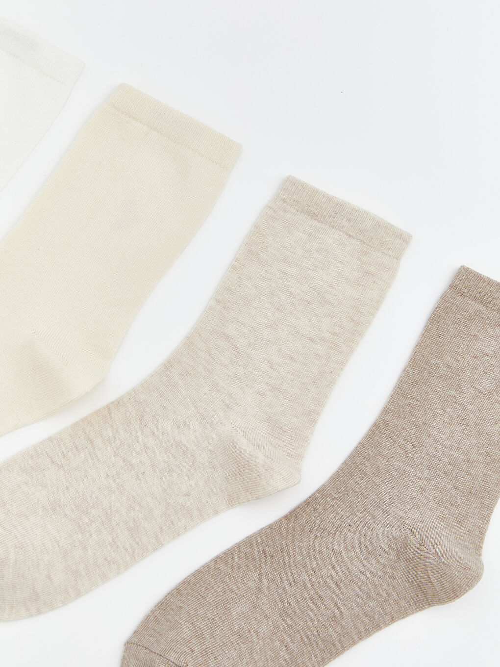 Ekru Kadın Düz Soket Çorap 7'li-1
