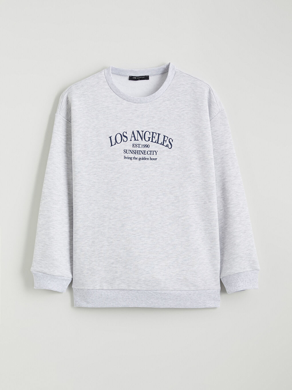Gri Los Angeles Baskılı Oversize Kadın Sweatshirt-4