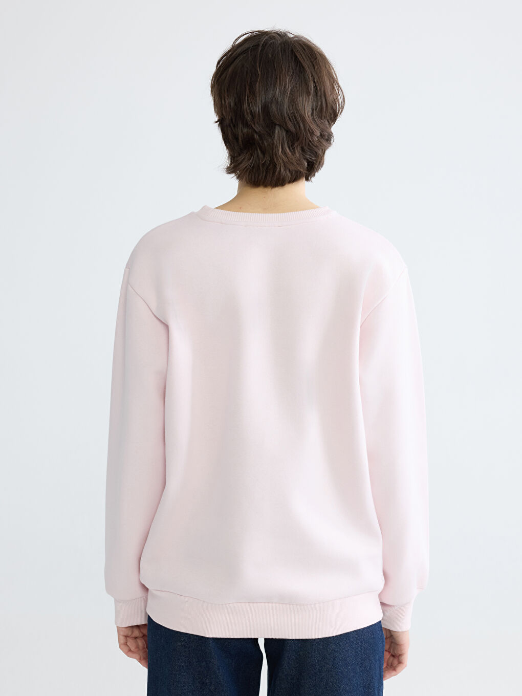 Pembe Mickey Mouse Nakışlı Kadın Kalın Sweatshirt-3