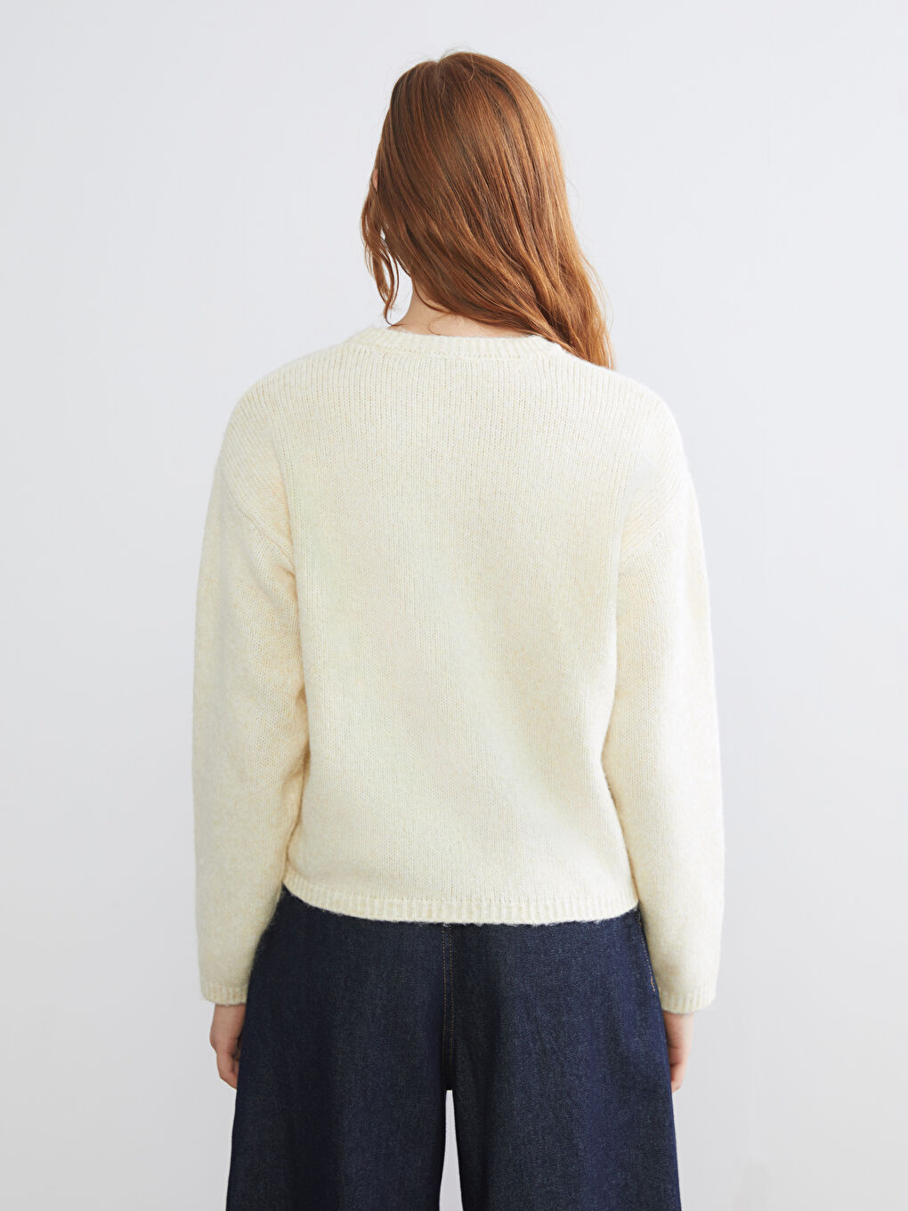 Crew Neck Oversize Women's Knitwear Sweater-3