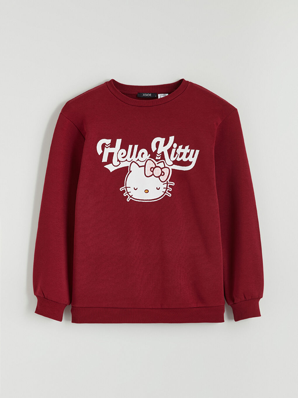 Bordo Hello Kitty Baskılı Kadın Kalın Sweatshirt-4