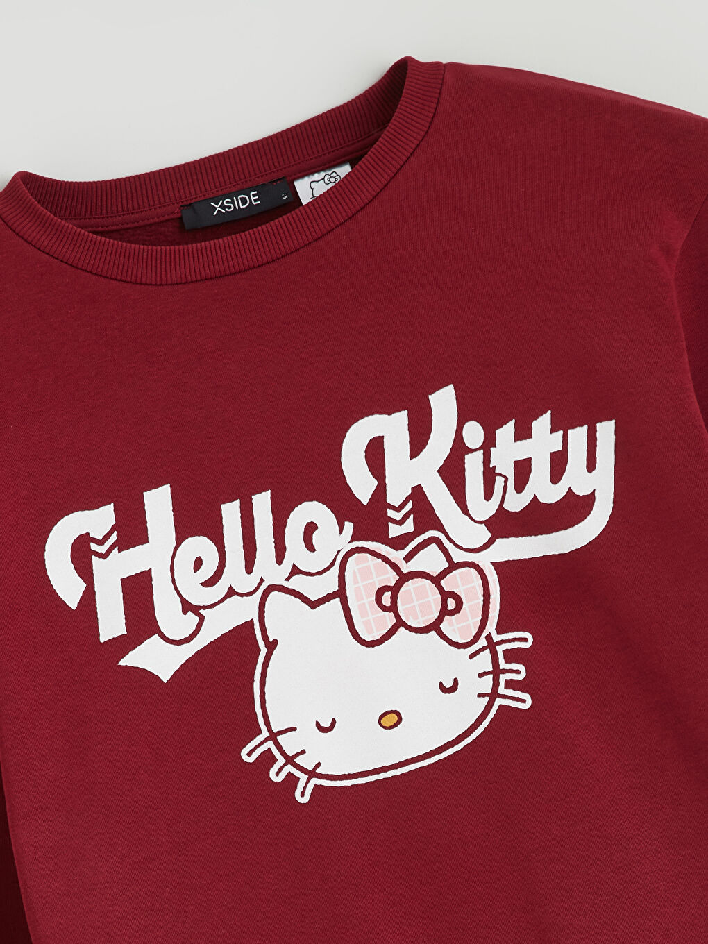 Bordo Hello Kitty Baskılı Kadın Kalın Sweatshirt-5