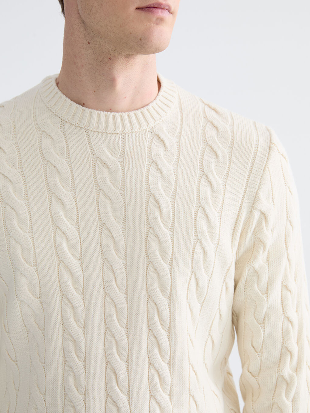 Crew Neck Long Sleeve Men's Tricot Sweater-2