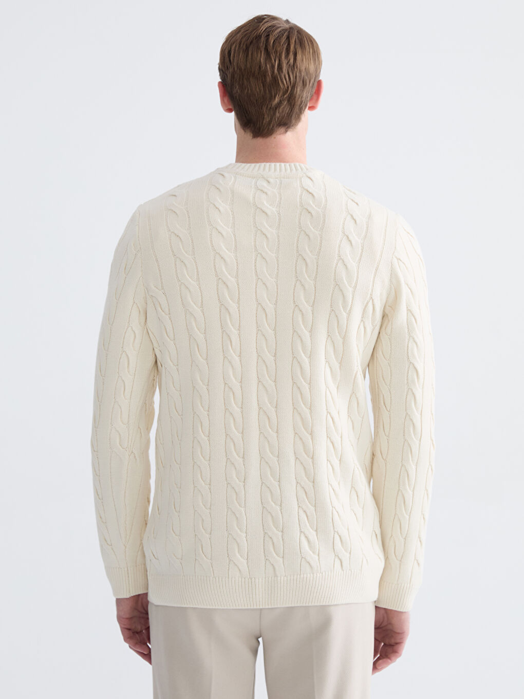 Crew Neck Long Sleeve Men's Tricot Sweater-3