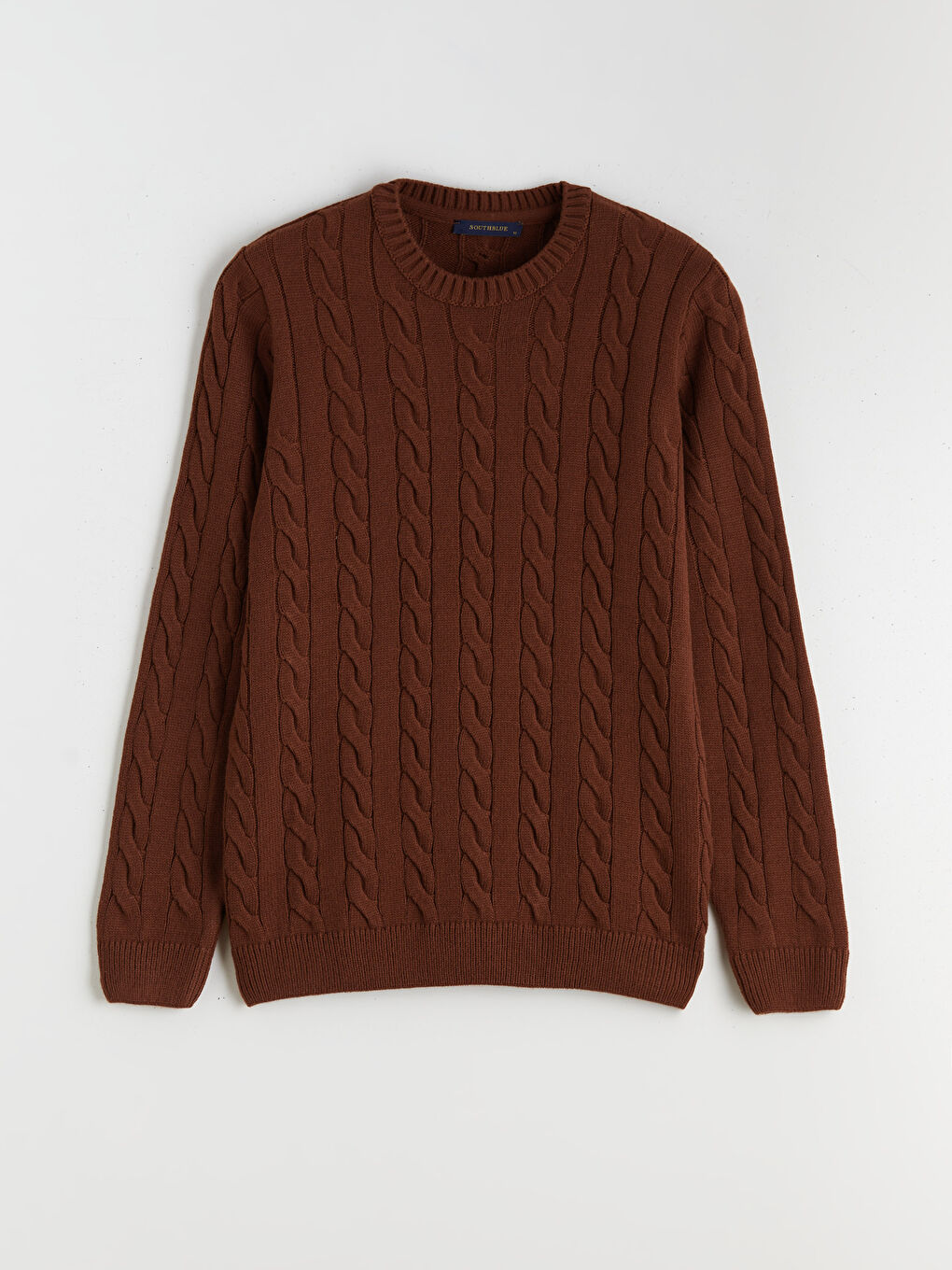 Kahverengi Bisiklet Yaka Erkek Triko Kazak-4