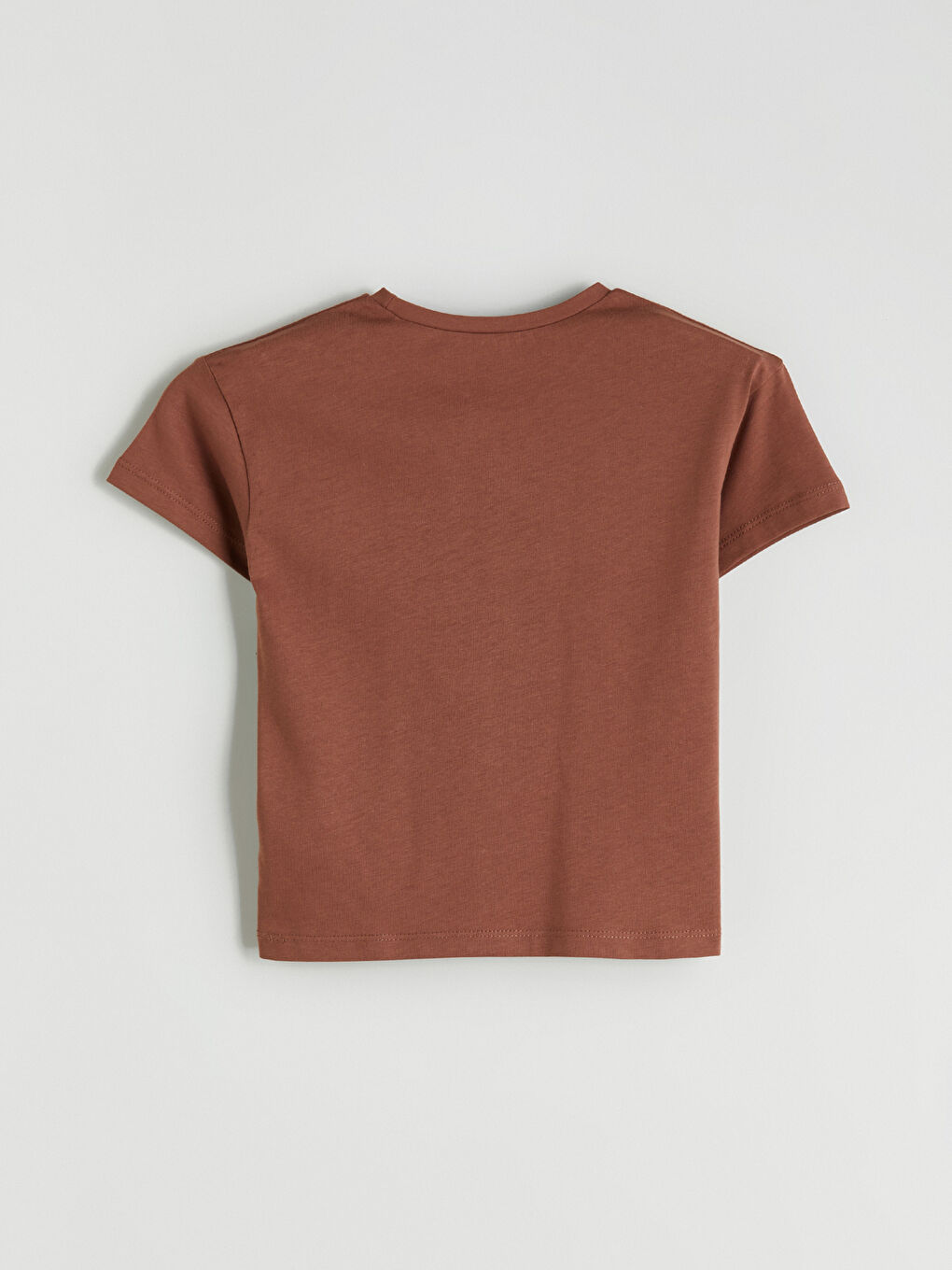 Kahverengi Bisiklet Yaka Kız Çocuk Tişört-2