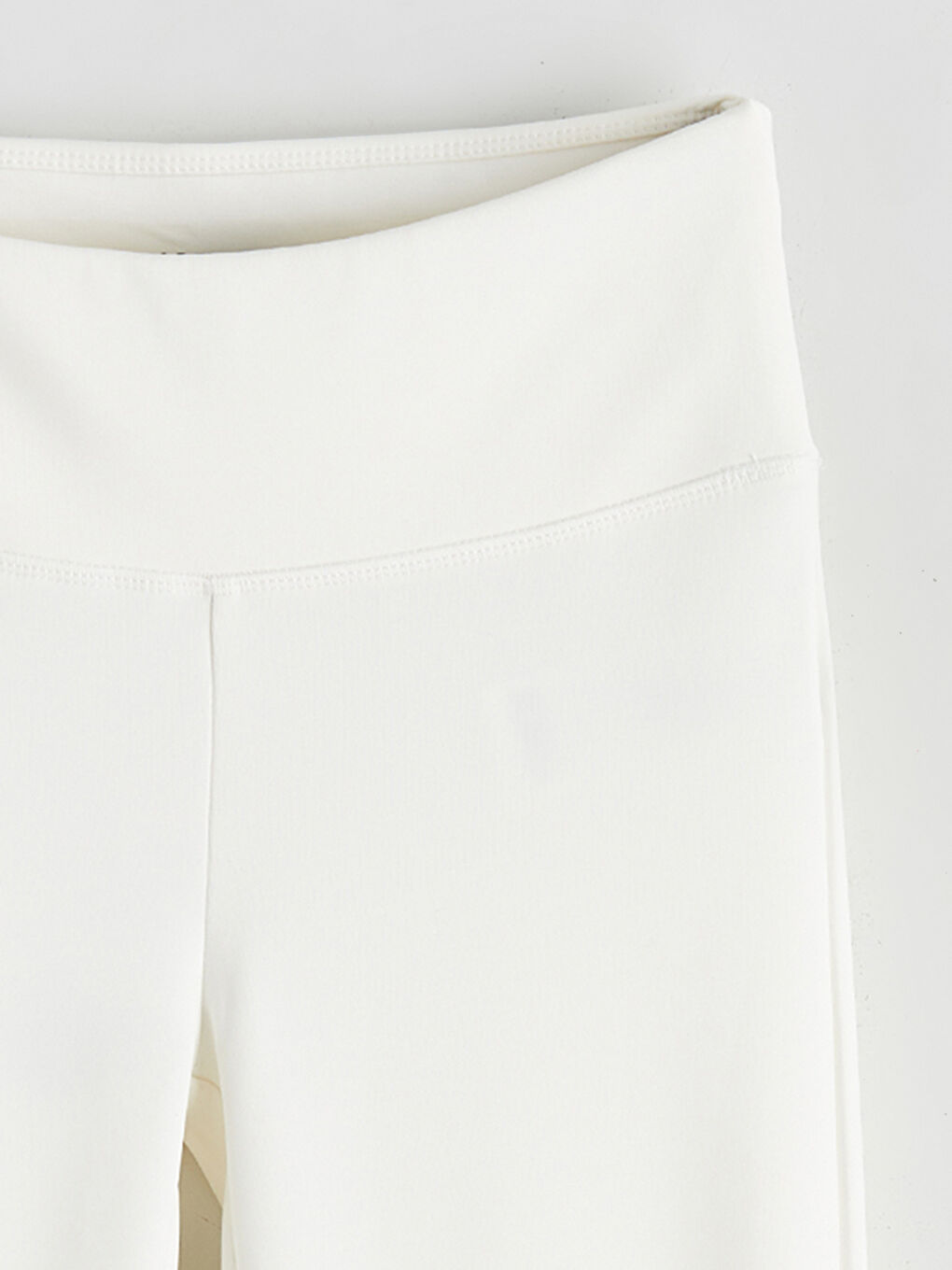 Ekru Beli Lastikli İspanyol Paça Kadın Spor Tayt-5