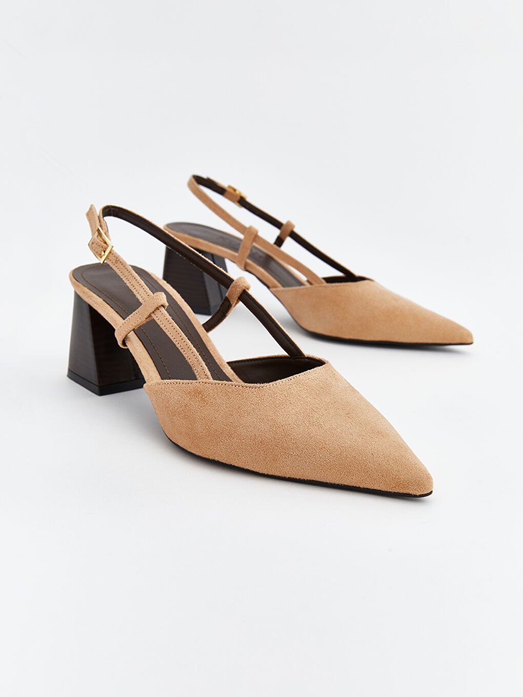 Bej Sivri Burun Kadın Topuklu Ayakkabı-1