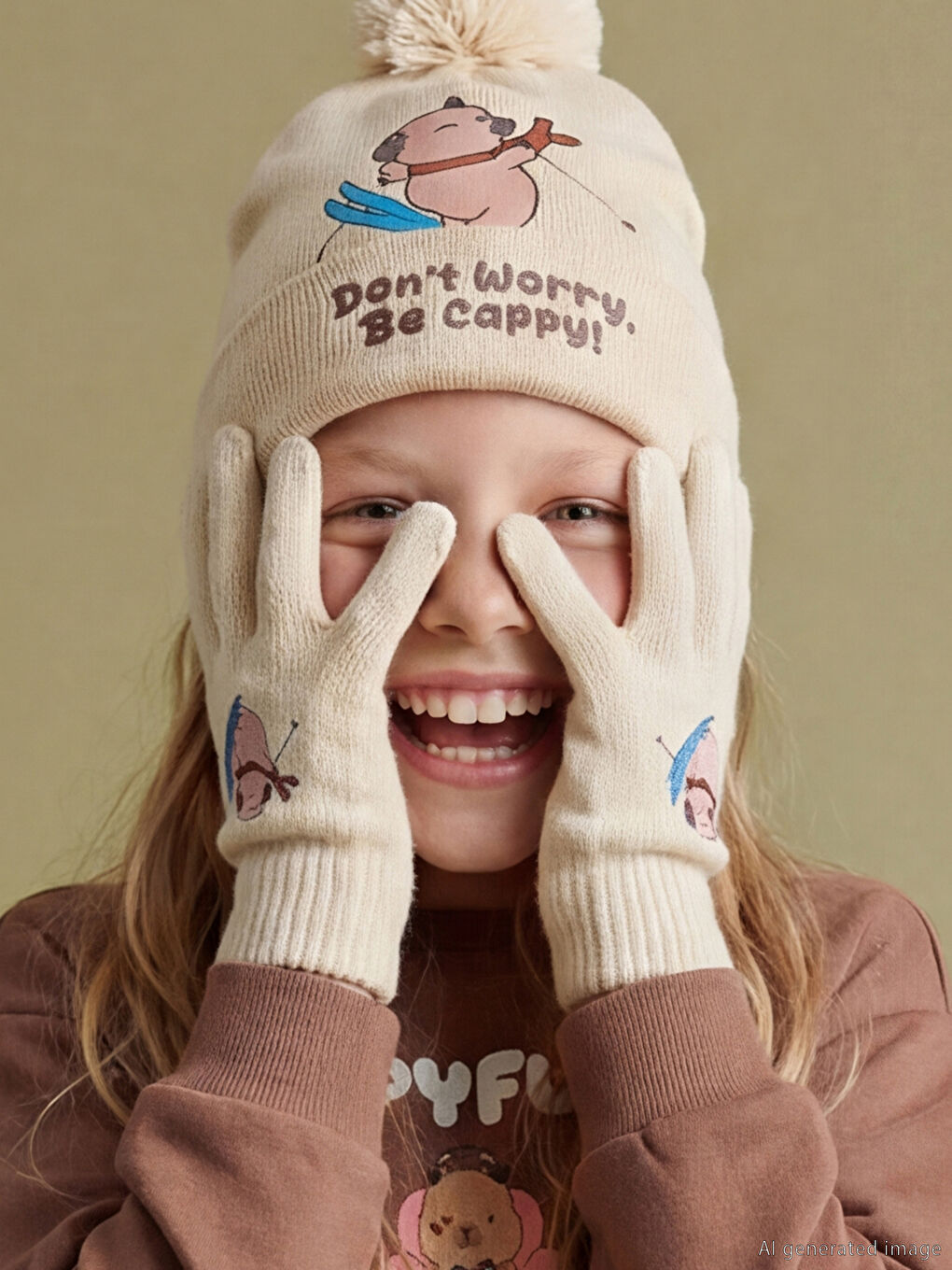Embroidered Boy's Knitwear Gloves