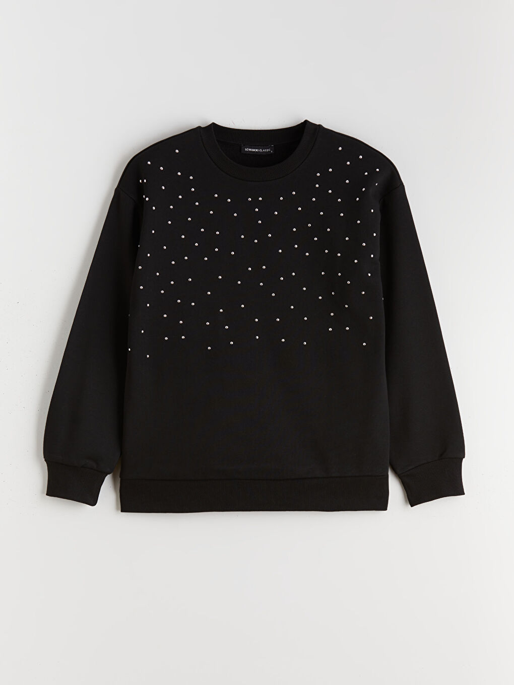 Crew Neck Shiny Stone Printed Oversize Women's Thick Sweatshirt-4