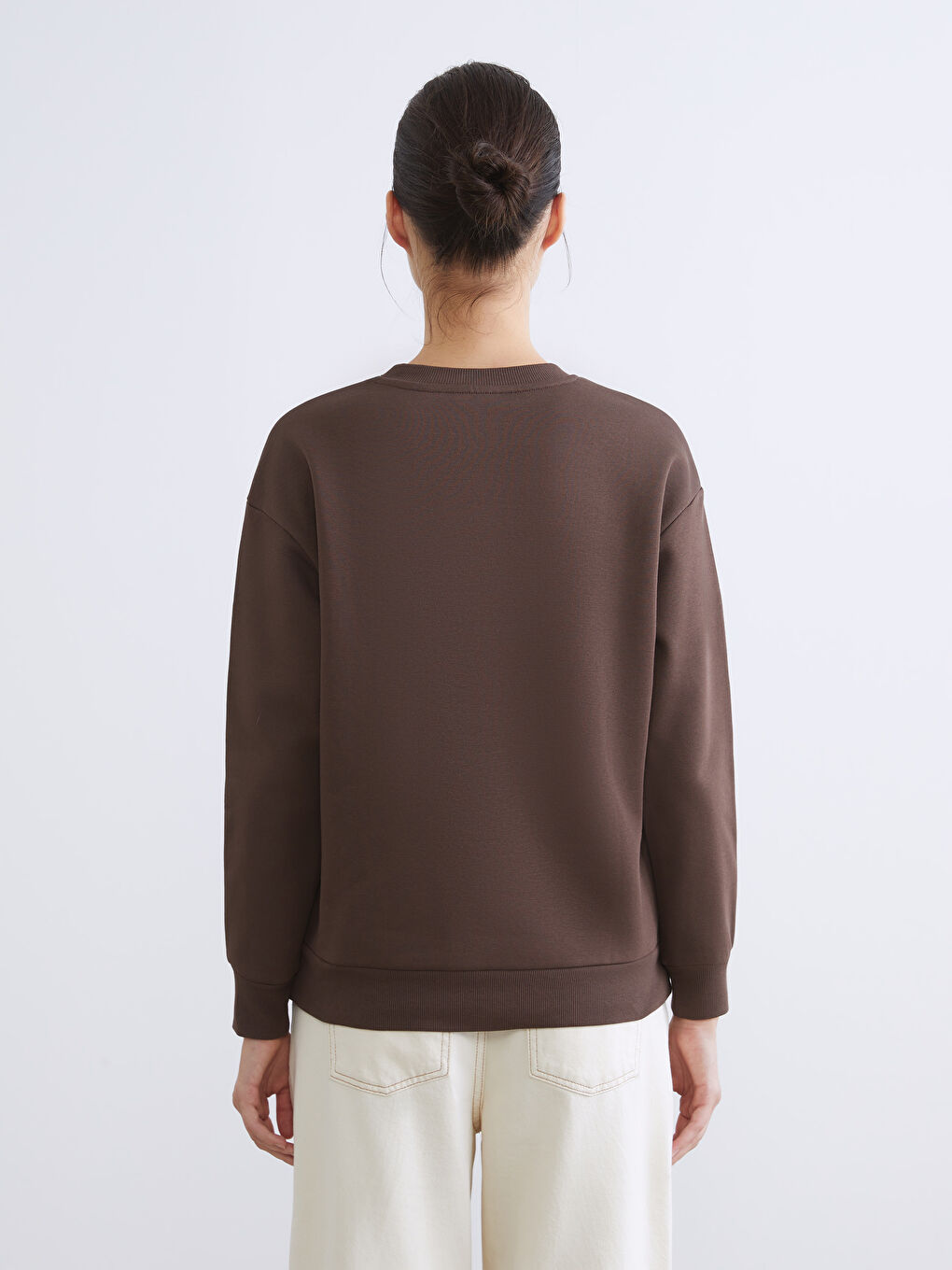 Crew Neck Shiny Stone Printed Oversize Women's Thick Sweatshirt-3