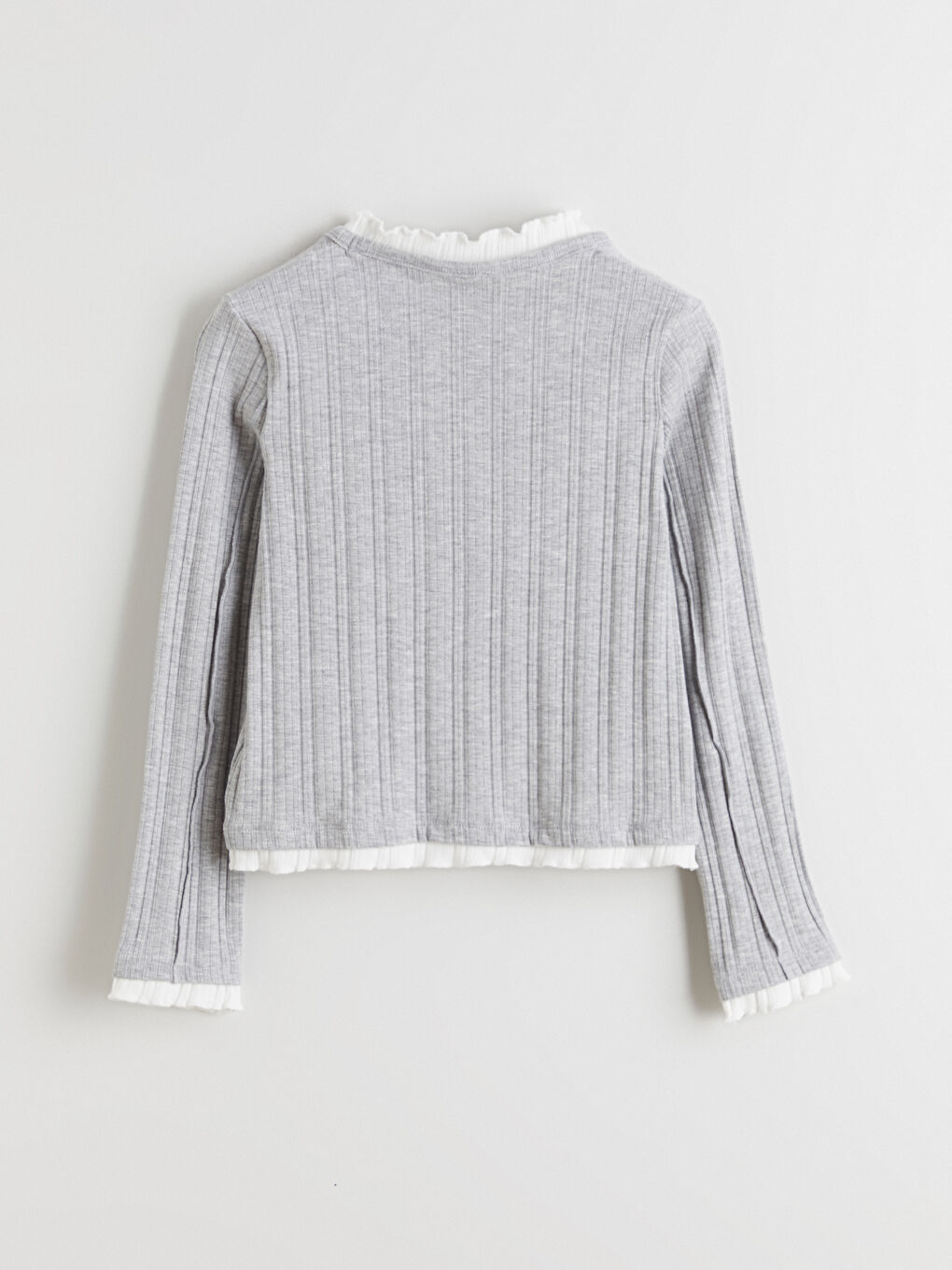 Gri Dik Yaka Kız Çocuk Tişört-2