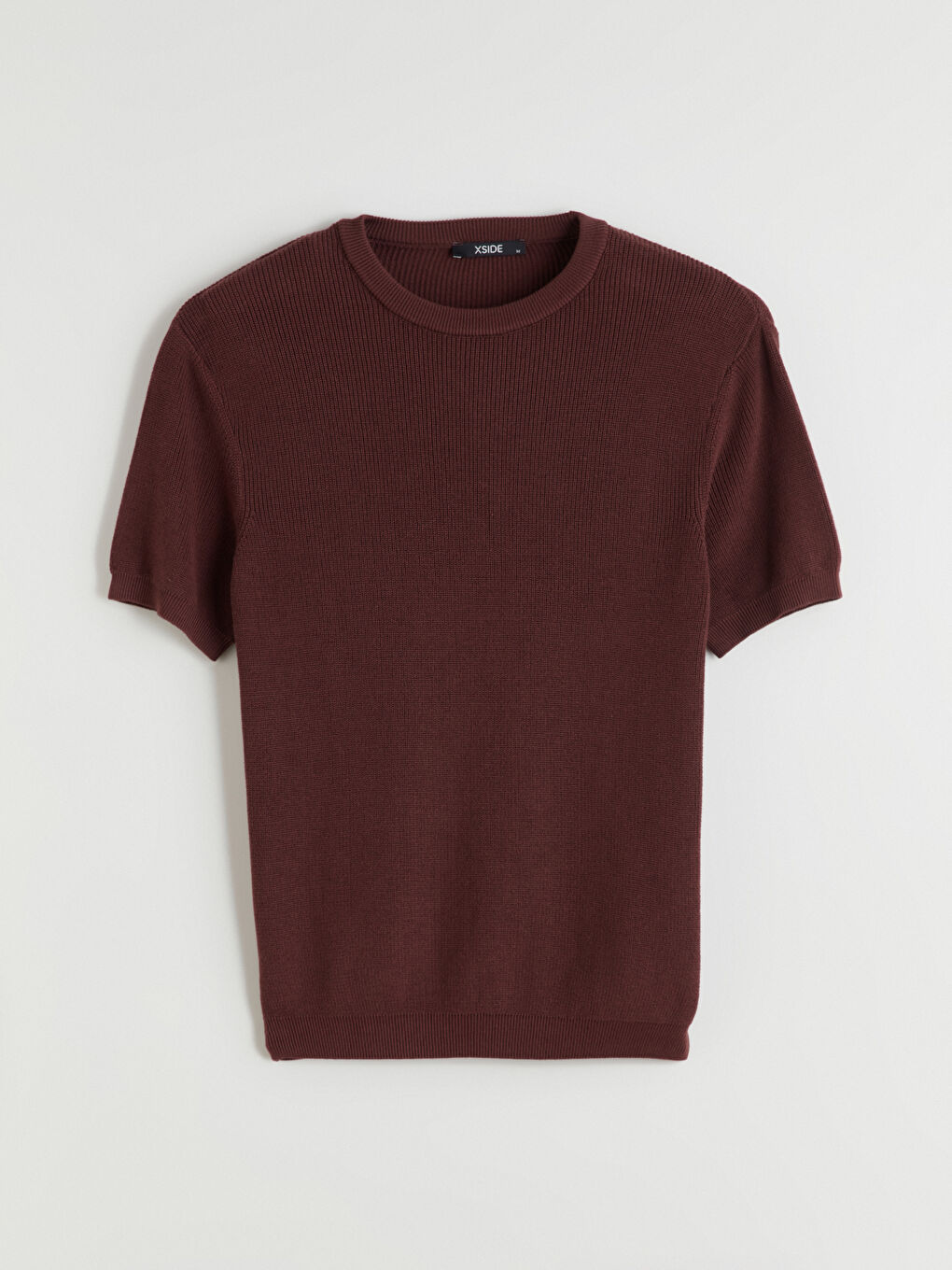 Kahverengi Bisiklet Yaka Kısa Kollu Erkek Triko Kazak-4