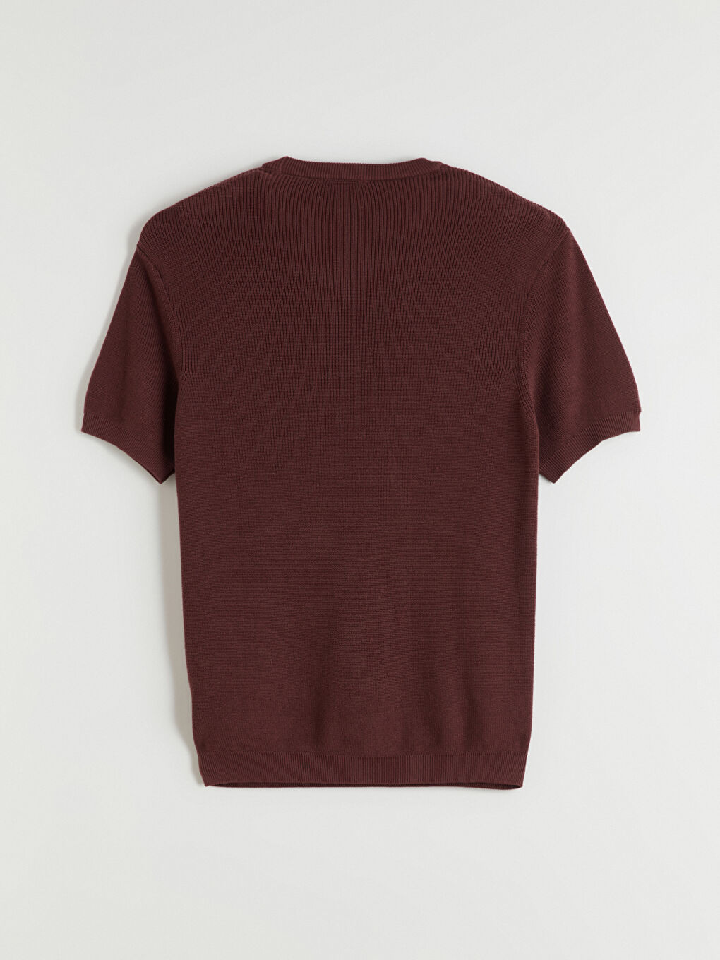 Kahverengi Bisiklet Yaka Kısa Kollu Erkek Triko Kazak-5