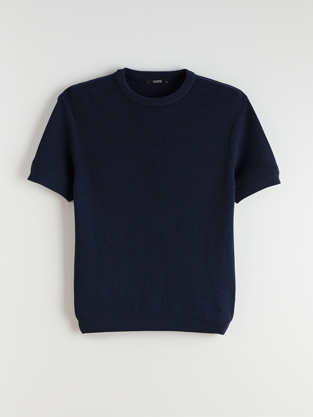 Lacivert Bisiklet Yaka Kısa Kollu Erkek Triko Kazak-5